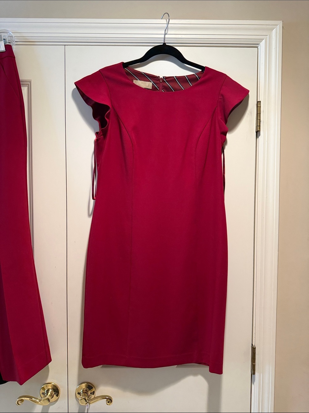 Talbots Classic Deep Red Sheath Dress - Women's Elegant Work & Event Dress